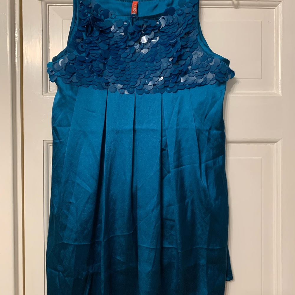 Teal Sleeveless Dress with Sequin Detail Size 12